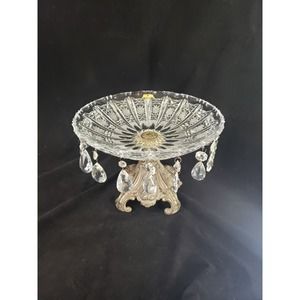 Loevsky & Loevsky Large Baroque Pedestal Crystal Centerpiece Bowl With Prisms